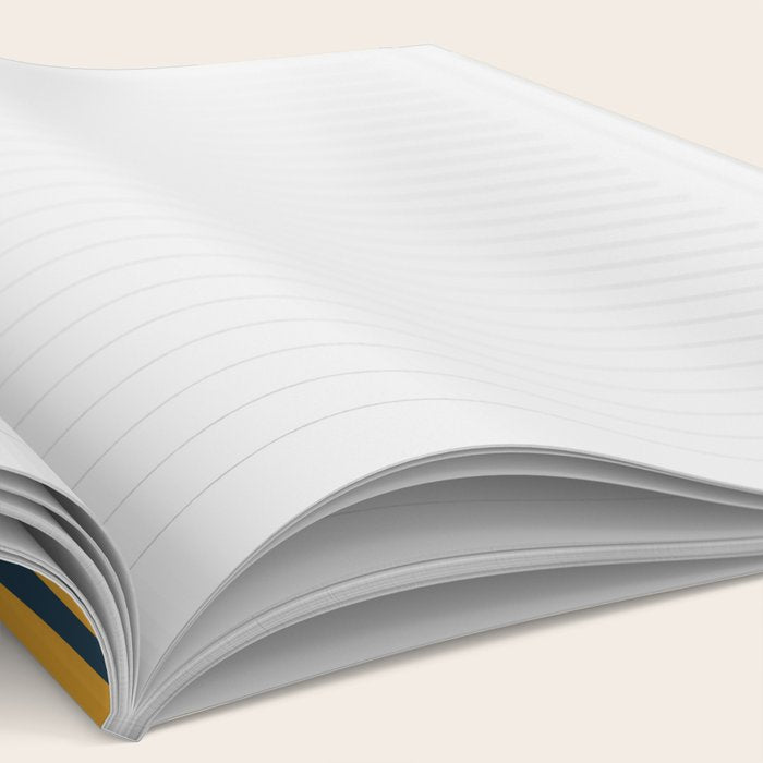 Mid Century Modern Retro Lounge Striped Ogee Pattern in Navy Blue and Mustard Notebook Gallery Image 2