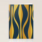 Mid Century Modern Retro Lounge Striped Ogee Pattern in Navy Blue and Mustard Stationery Card Gallery Image 2