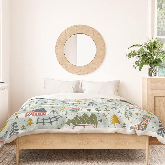 Home For The Holidays Blush Mint Christmas Duvet Cover Gallery Image 3