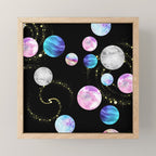 Outer Space: Planets, Galaxies, and Stars (watercolor and gold) Pattern Mini Art Print Gallery Image 1