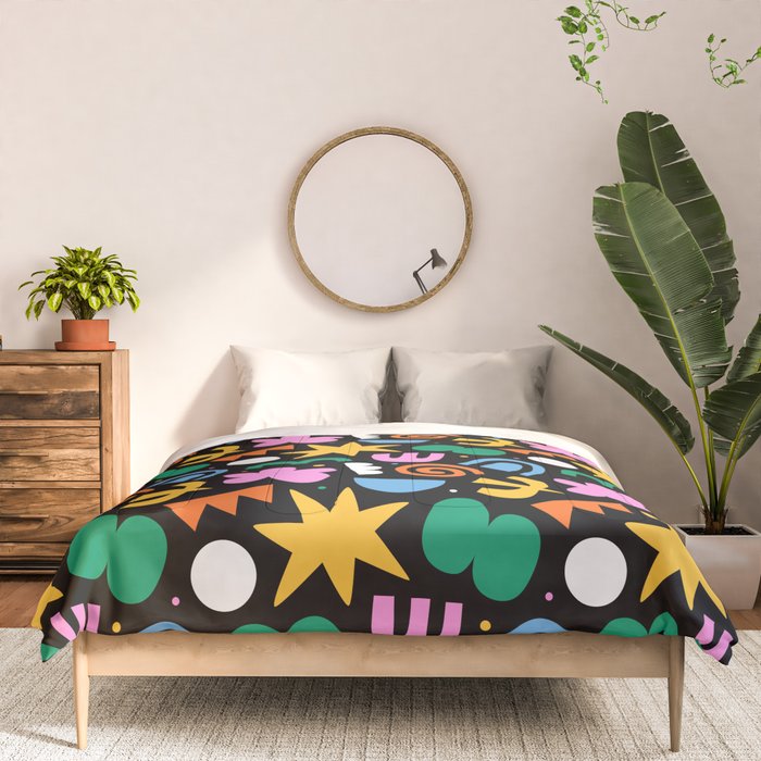 Colorful abstract organic shape doodle pattern Comforter Gallery Image 3