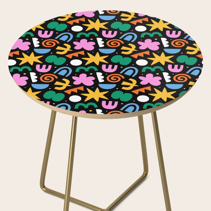 Colorful abstract organic shape doodle pattern Side Table Gallery Image 2