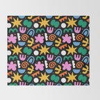 Colorful abstract organic shape doodle pattern Throw Blanket Gallery Image 2