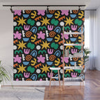 Colorful abstract organic shape doodle pattern Wall Mural Gallery Image 1