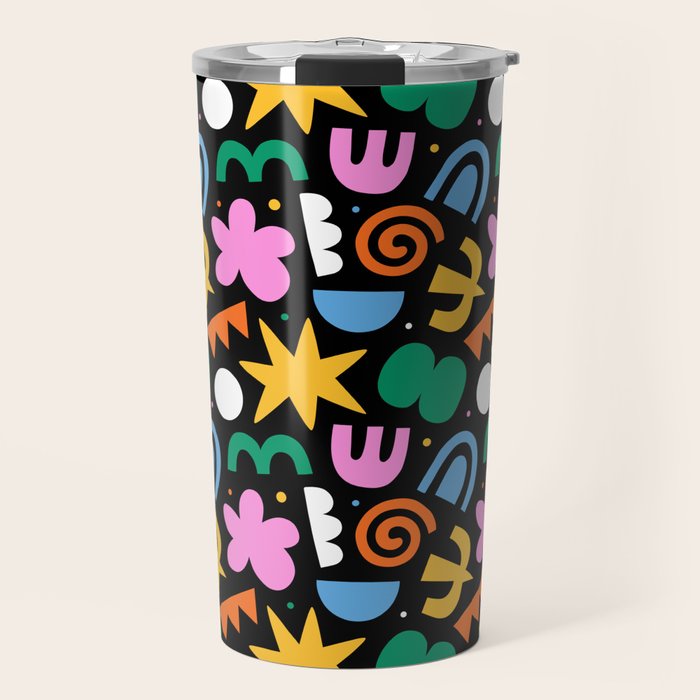 Colorful abstract organic shape doodle pattern Travel Mug Gallery Image 1