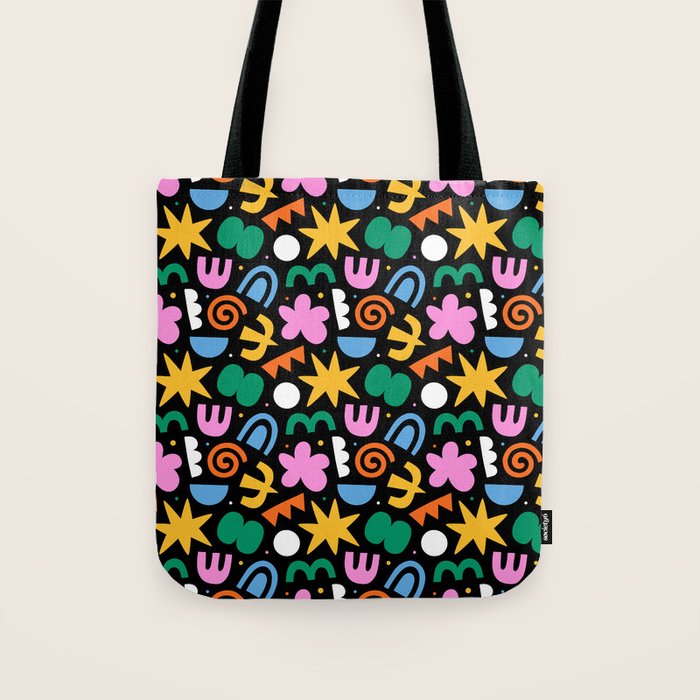 Colorful abstract organic shape doodle pattern Tote Bag Gallery Image 1