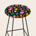 Colorful abstract organic shape doodle pattern Stool Gallery Image 2