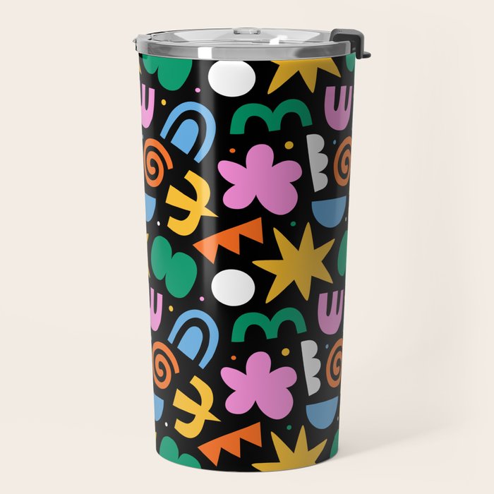 Colorful abstract organic shape doodle pattern Travel Mug Gallery Image 2