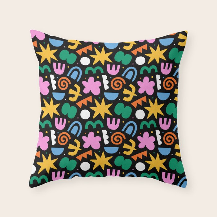 Colorful abstract organic shape doodle pattern Throw Pillow Gallery Image 6