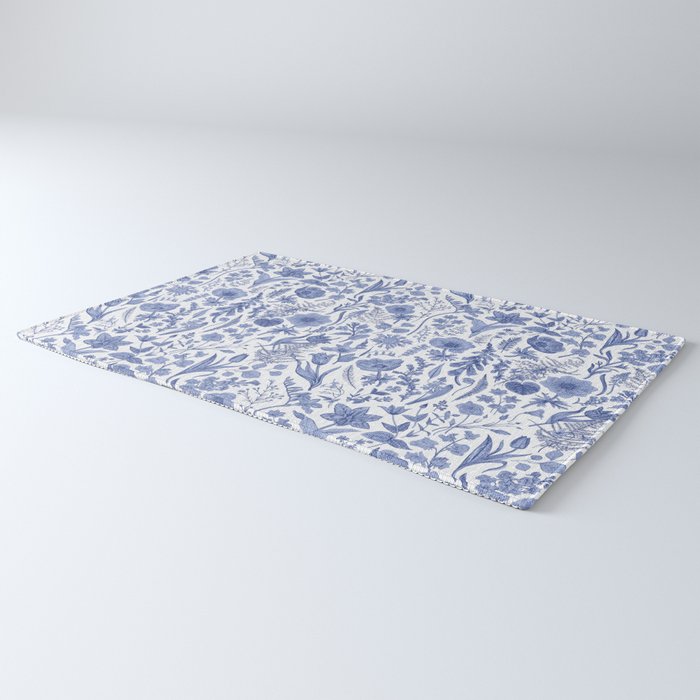 Meadow Magic Blooming Blue & White Wild Flower Floral Rug Gallery Image 3