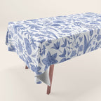 Meadow Magic Blooming Blue & White Wild Flower Floral Tablecloth Gallery Image 1