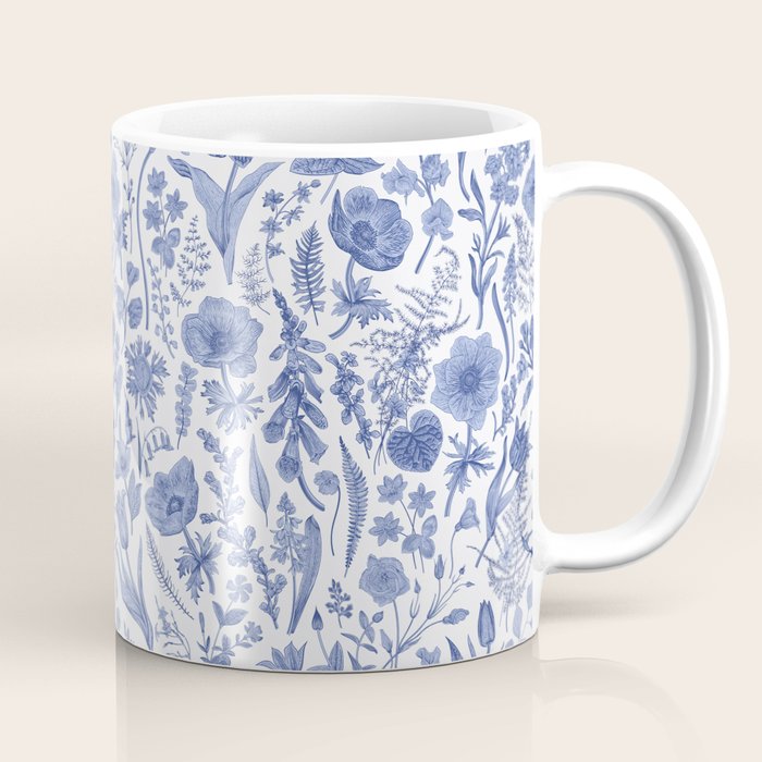Meadow Magic Blooming Blue & White Wild Flower Floral Coffee Mug Gallery Image 1