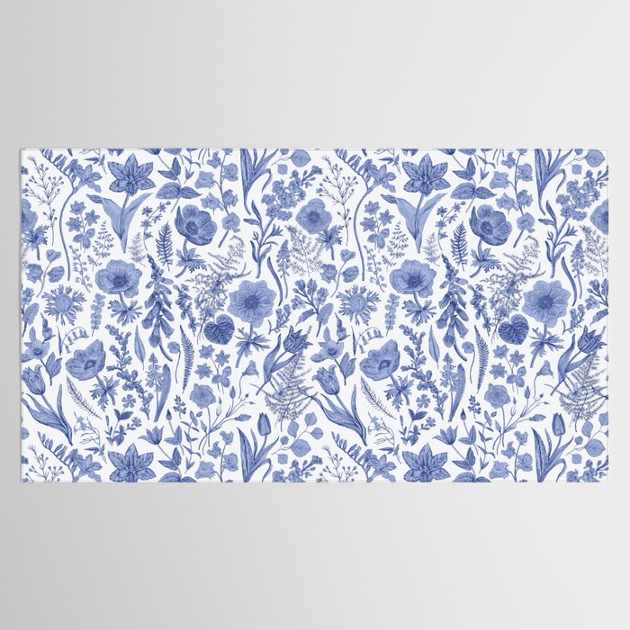 Meadow Magic Blooming Blue & White Wild Flower Floral Tablecloth Gallery Image 2