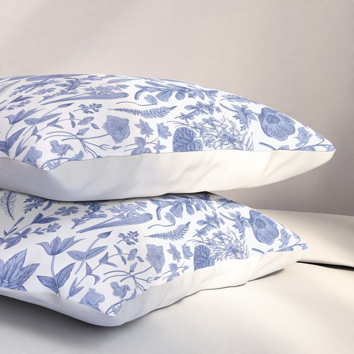 Meadow Magic Blooming Blue & White Wild Flower Floral Pillow Sham Gallery Image 3