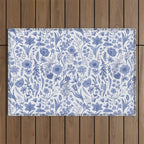 Meadow Magic Blooming Blue & White Wild Flower Floral Outdoor Rug Gallery Image 1