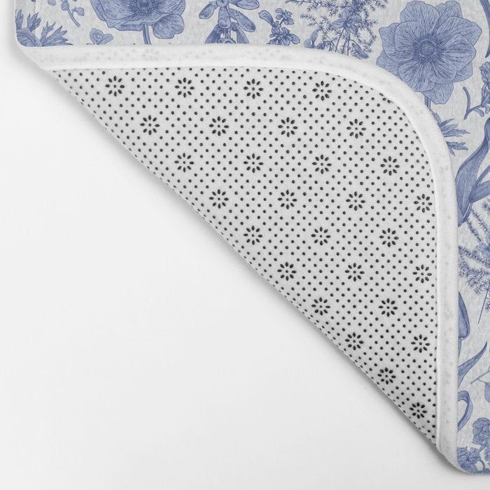 Meadow Magic Blooming Blue & White Wild Flower Floral Bath Mat Gallery Image 2