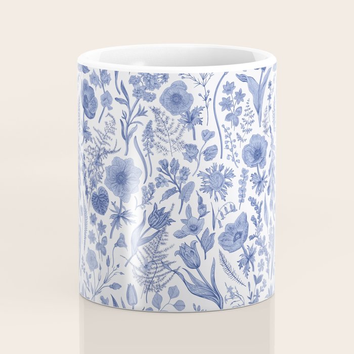 Meadow Magic Blooming Blue & White Wild Flower Floral Coffee Mug Gallery Image 4