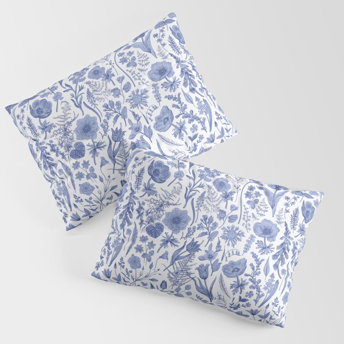Meadow Magic Blooming Blue & White Wild Flower Floral Pillow Sham Gallery Image 3