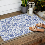Meadow Magic Blooming Blue & White Wild Flower Floral Outdoor Rug Gallery Image 2