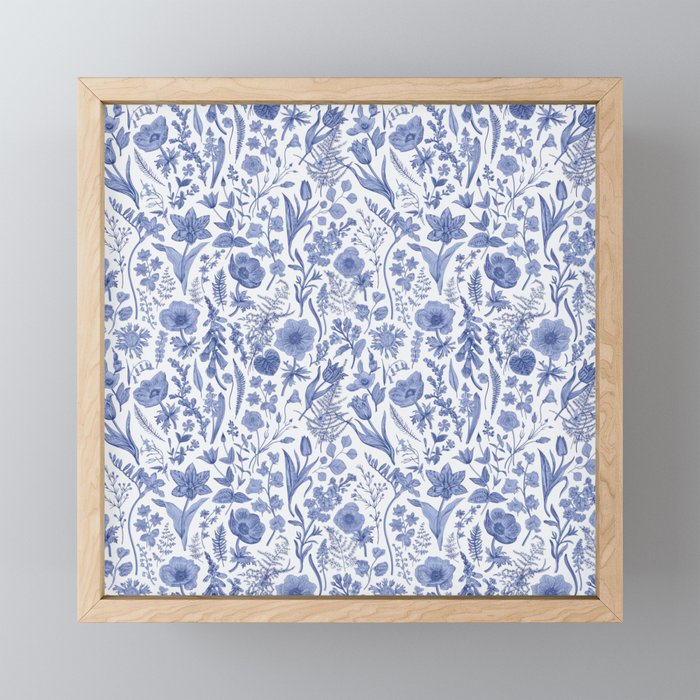 Meadow Magic Blooming Blue & White Wild Flower Floral Mini Art Print Gallery Image 1