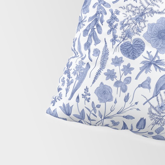 Meadow Magic Blooming Blue & White Wild Flower Floral Pillow Sham Gallery Image 4