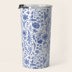 Meadow Magic Blooming Blue & White Wild Flower Floral Travel Mug Gallery Image 3