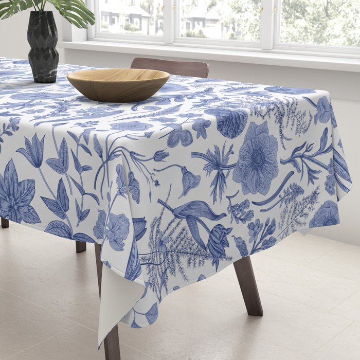 Meadow Magic Blooming Blue & White Wild Flower Floral Tablecloth Gallery Image 3