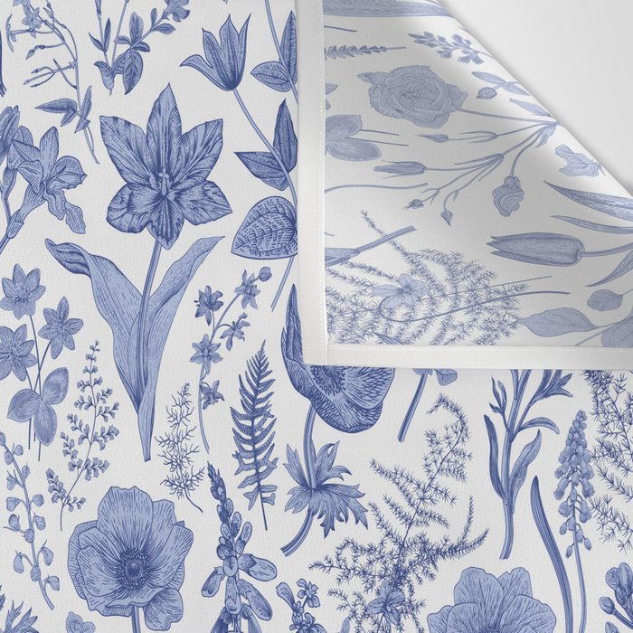 Meadow Magic Blooming Blue & White Wild Flower Floral Wall Tapestry Gallery Image 3