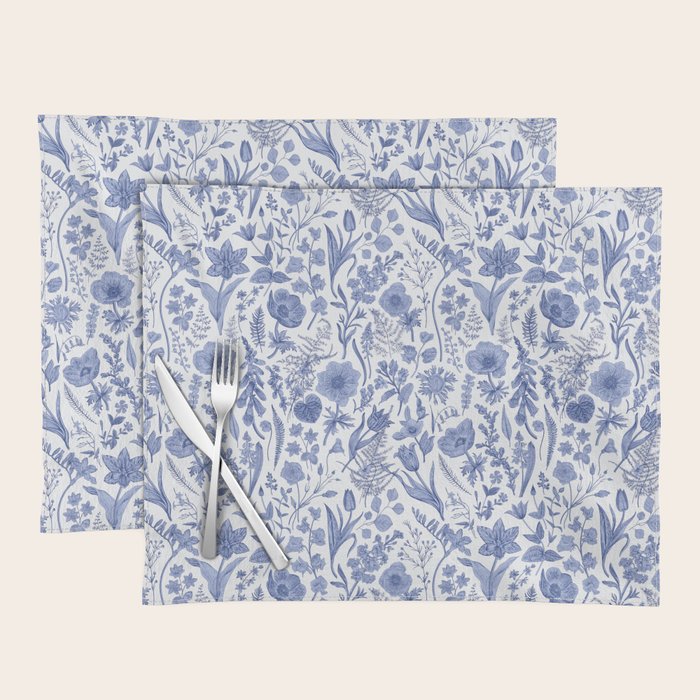 Meadow Magic Blooming Blue & White Wild Flower Floral Placemat Gallery Image 1