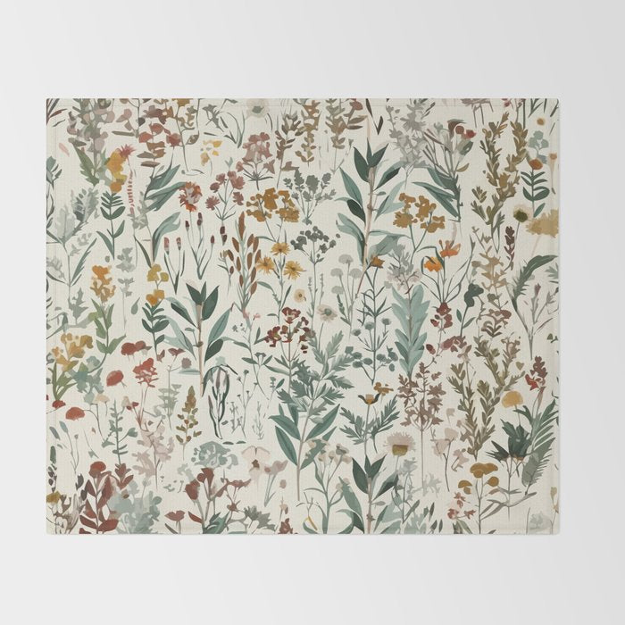 Nostalgic Wildflowers Floral Throw Blanket Gallery Image 2
