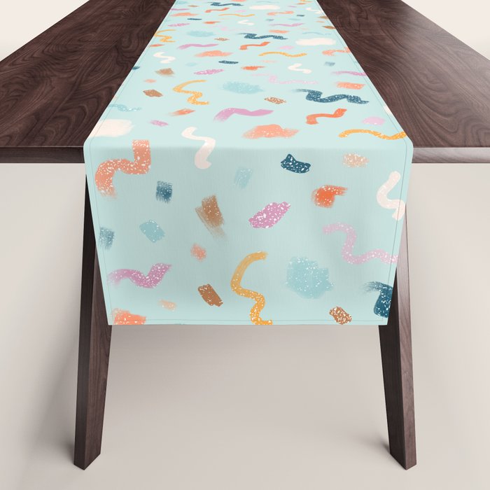 Abtract Colorful Brush Pattern Table Runner Gallery Image 1