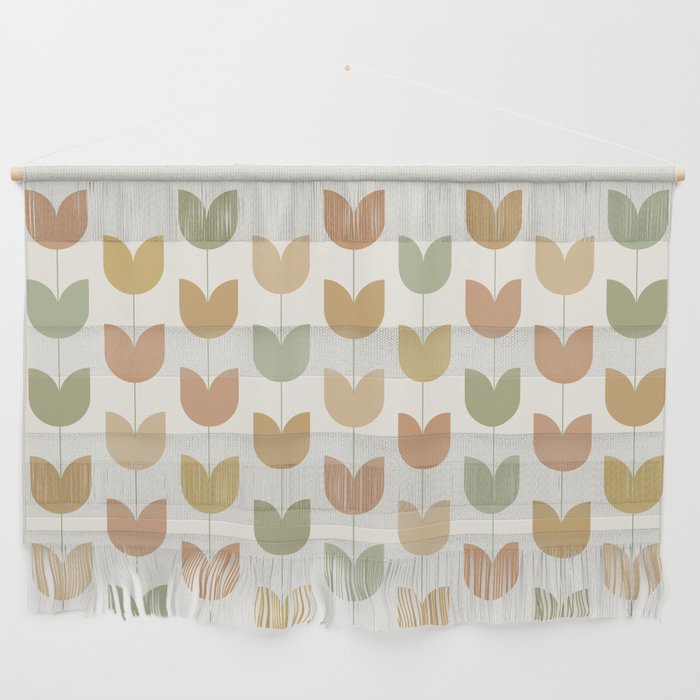 Spring Tulips XII Neutral Multicolor Mid Century Flowers Wall Hanging Gallery Image 1