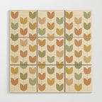 Spring Tulips XII Neutral Multicolor Mid Century Flowers Wood Wall Art Gallery Image 1