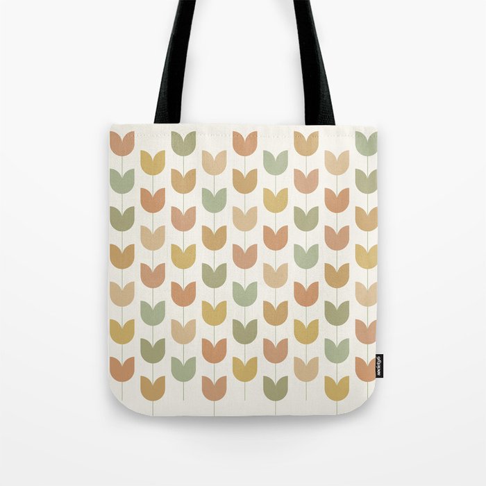 Spring Tulips XII Neutral Multicolor Mid Century Flowers Tote Bag Gallery Image 1