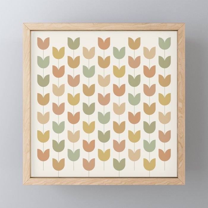 Spring Tulips XII Neutral Multicolor Mid Century Flowers Mini Art Print Gallery Image 1