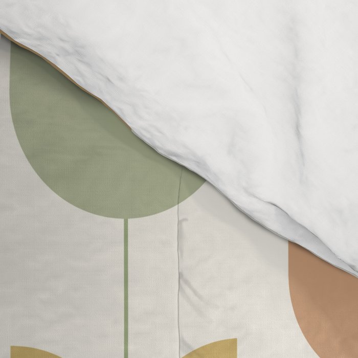 Spring Tulips XII Neutral Multicolor Mid Century Flowers Comforter Gallery Image 4