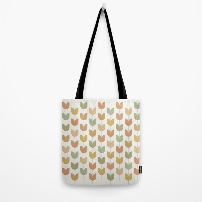 Spring Tulips XII Neutral Multicolor Mid Century Flowers Tote Bag Gallery Image 2