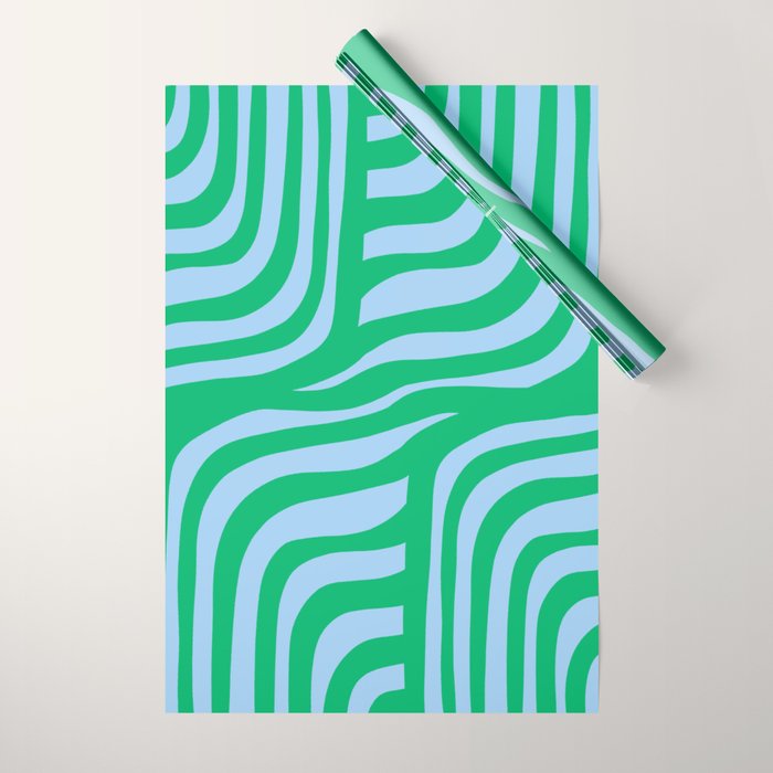 Wavy Zebra Green Wrapping Paper Gallery Image 1