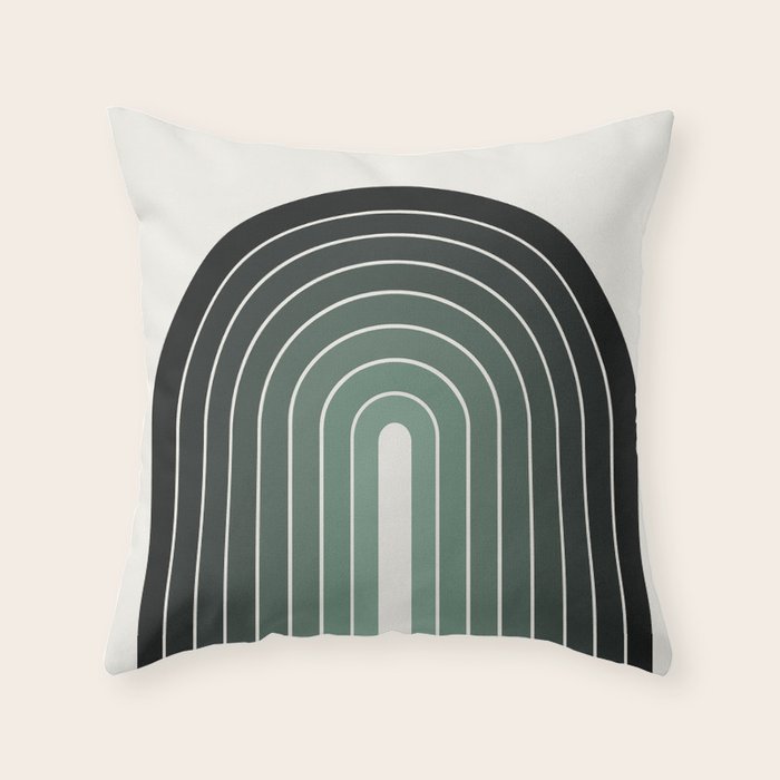 Gradient Arch IV Earthy Green Mid Century Modern Rainbow Throw Pillow Gallery Image 1