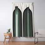 Gradient Arch IV Earthy Green Mid Century Modern Rainbow Window Curtain Gallery Image 5