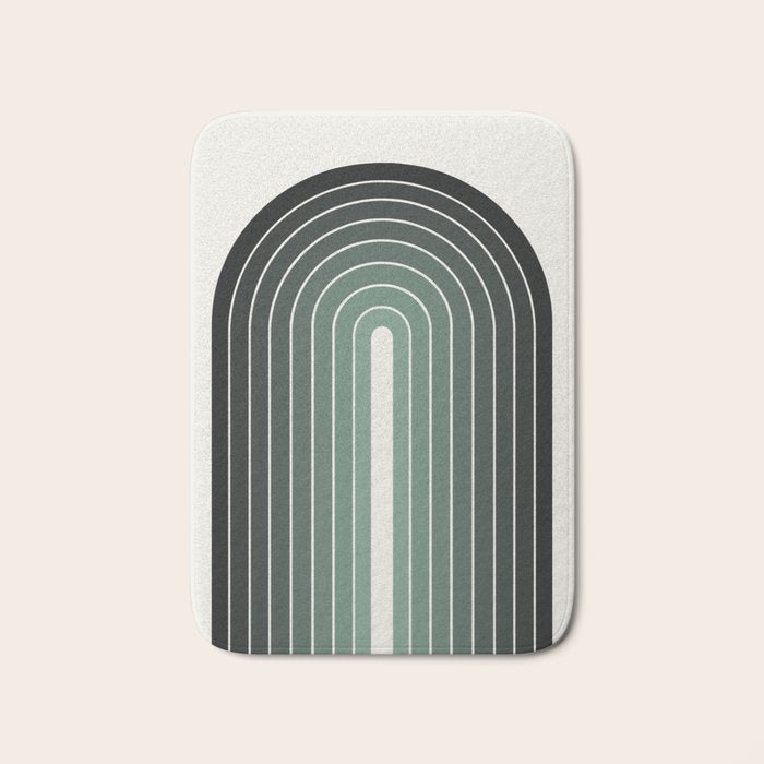 Gradient Arch IV Earthy Green Mid Century Modern Rainbow Bath Mat Gallery Image 1