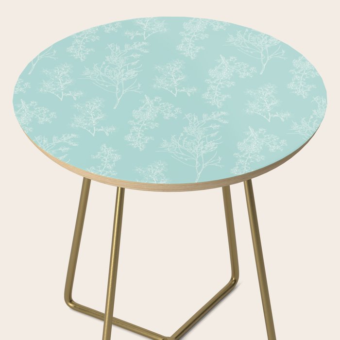 Botanical Cottage Floral Pattern in Pale Teal Side Table Gallery Image 2