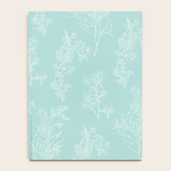 Botanical Cottage Floral Pattern in Pale Teal Notebook Gallery Image 4