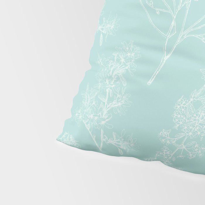 Botanical Cottage Floral Pattern in Pale Teal Pillow Sham Gallery Image 4