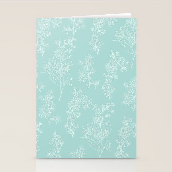 Botanical Cottage Floral Pattern in Pale Teal Stationery Card Gallery Image 1
