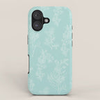 Botanical Cottage Floral Pattern in Pale Teal iPhone Case Gallery Image 1