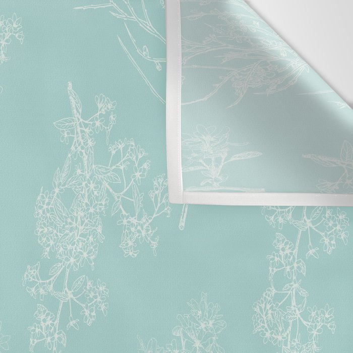 Botanical Cottage Floral Pattern in Pale Teal Wall Tapestry Gallery Image 3