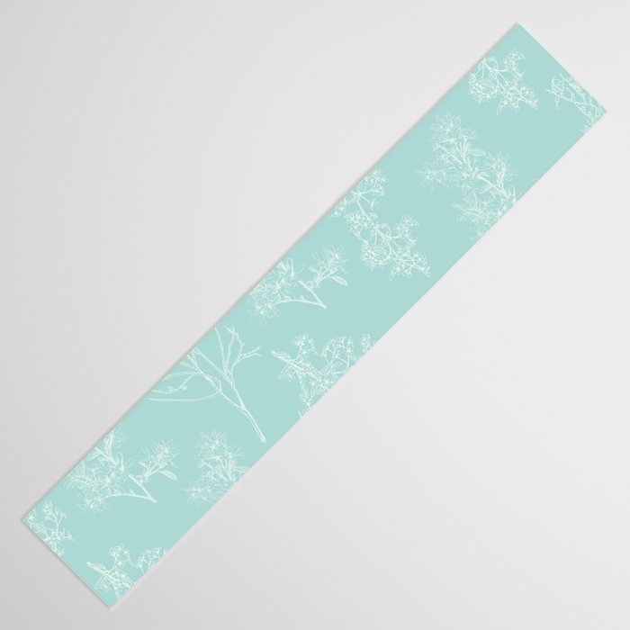 Botanical Cottage Floral Pattern in Pale Teal Table Runner Gallery Image 3