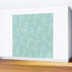 Botanical Cottage Floral Pattern in Pale Teal Wall Mural Gallery Image 2
