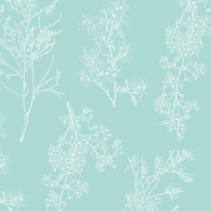 Botanical Cottage Floral Pattern in Pale Teal Coffee Mug Gallery Image 2